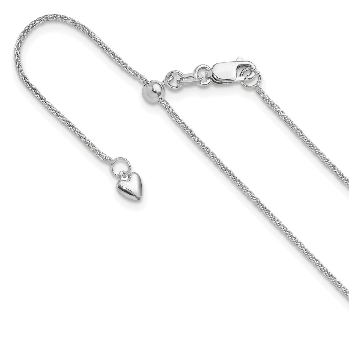 14K White Gold Adjustable 1mm Wheat Chain