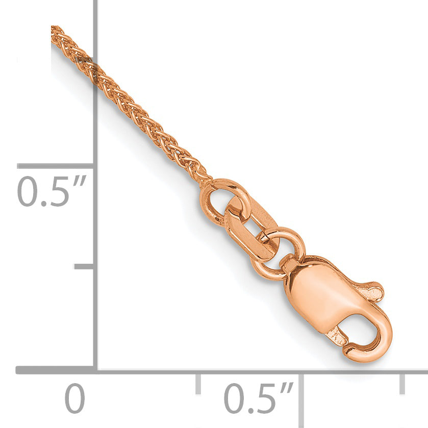 14K Rose Gold 1mm Spiga (Wheat) Chain Anklet