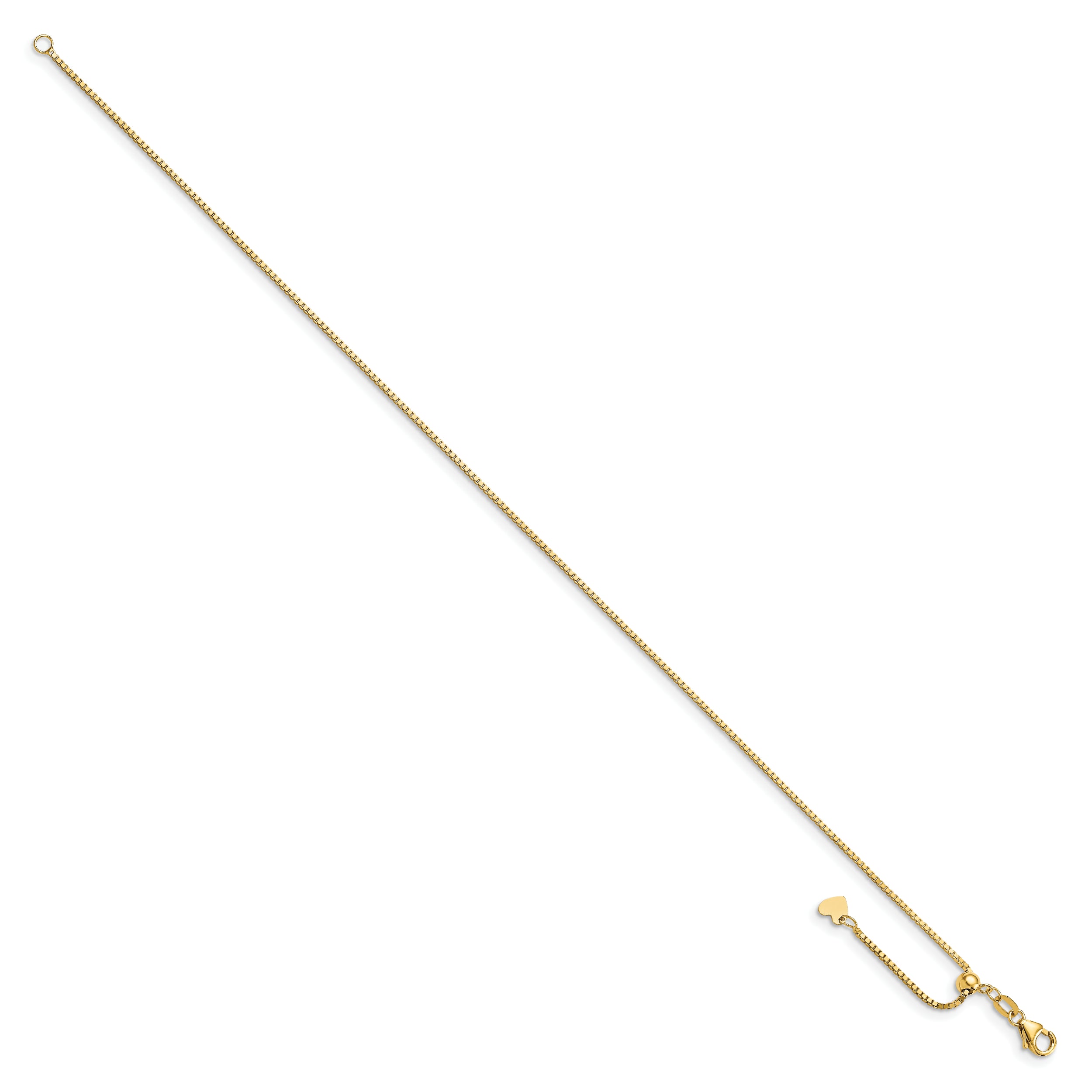 14K Polished Adjustable Box Chain Anklet