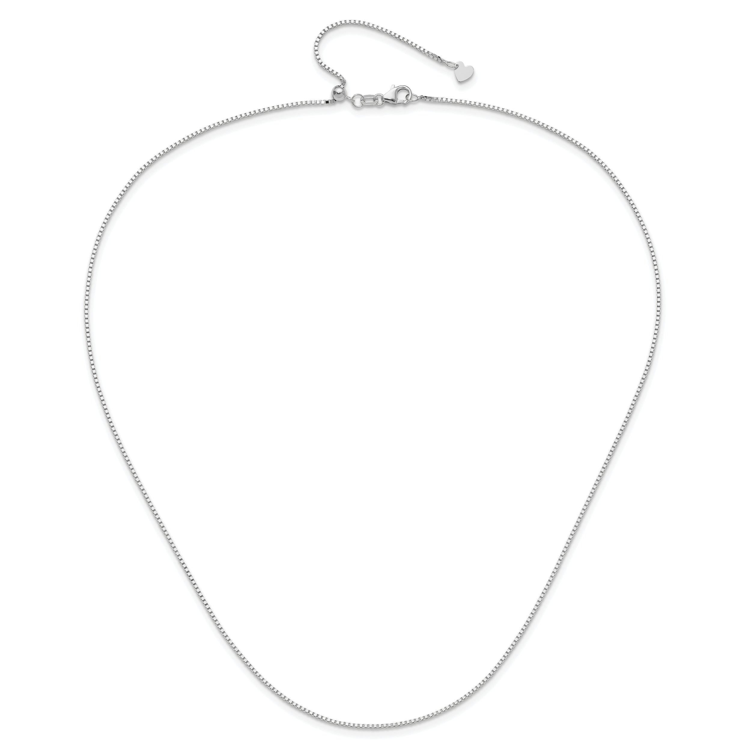 14K White Gold Adjustable 1mm Box Chain