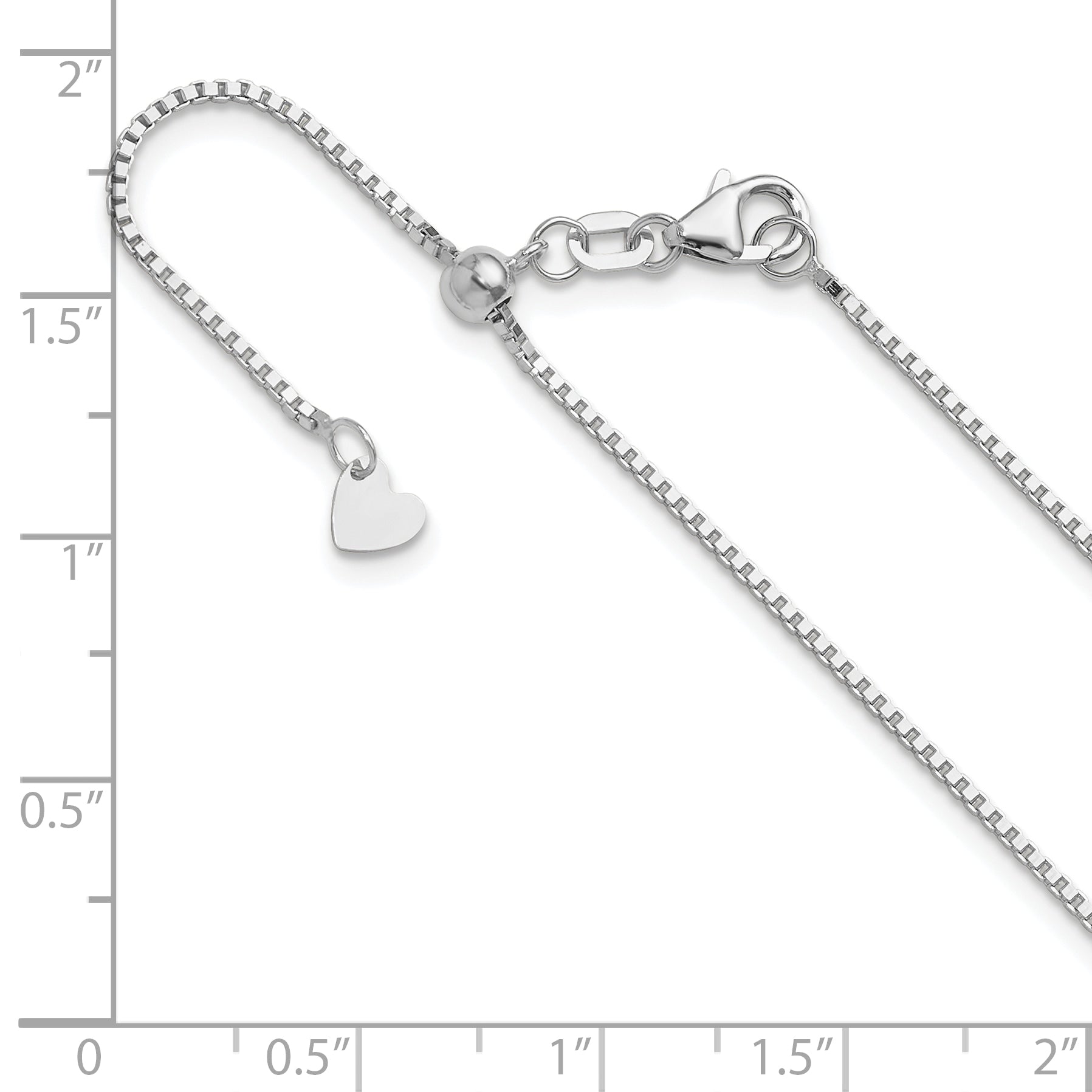 14K White Gold Adjustable 1mm Box Chain