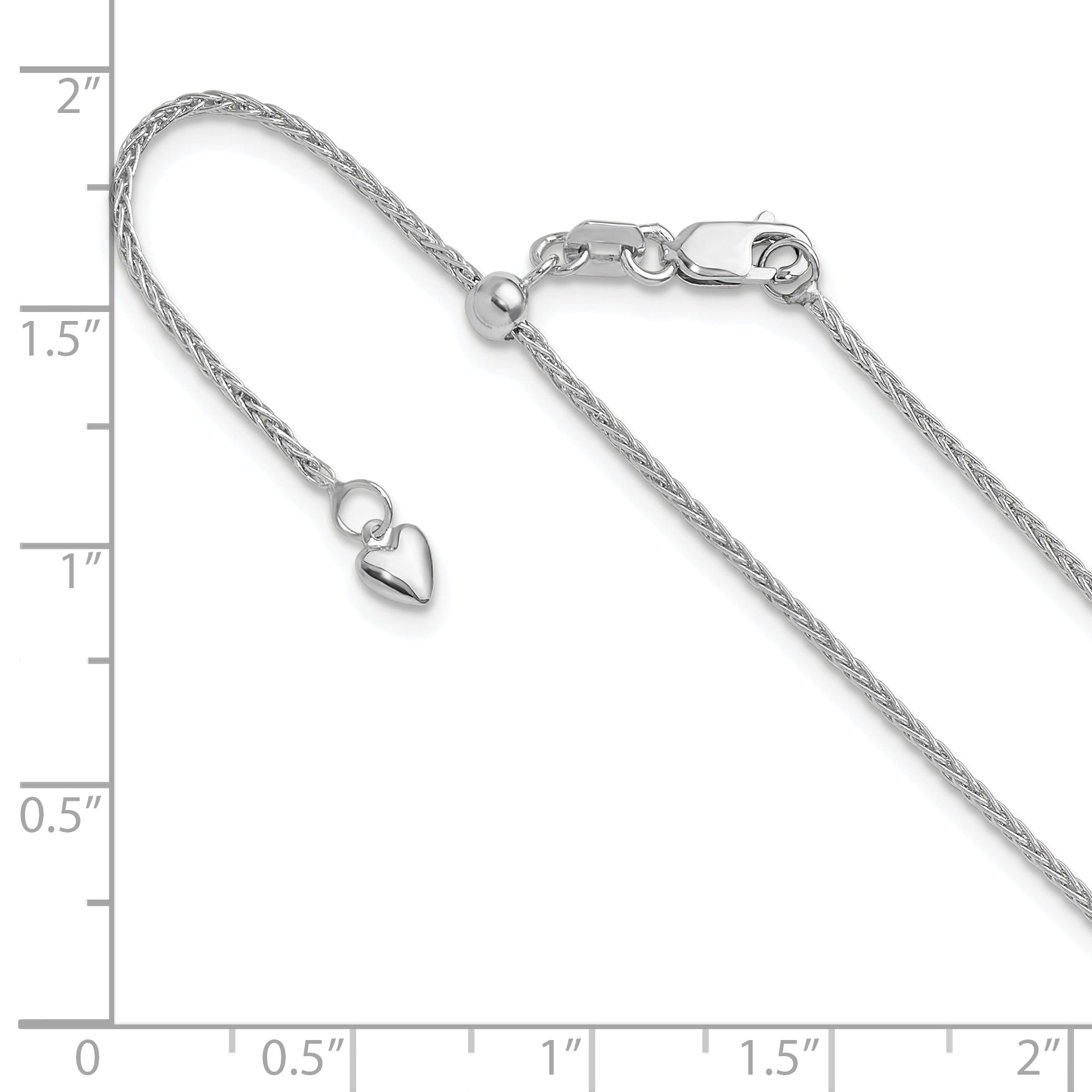 14K White Gold Adjustable 1.4mm Wheat Chain