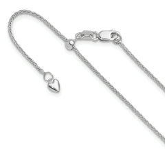 14K White Gold Adjustable 1.4mm Wheat Chain