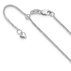 14K White Gold Adjustable 1mm Quadra Wheat Chain