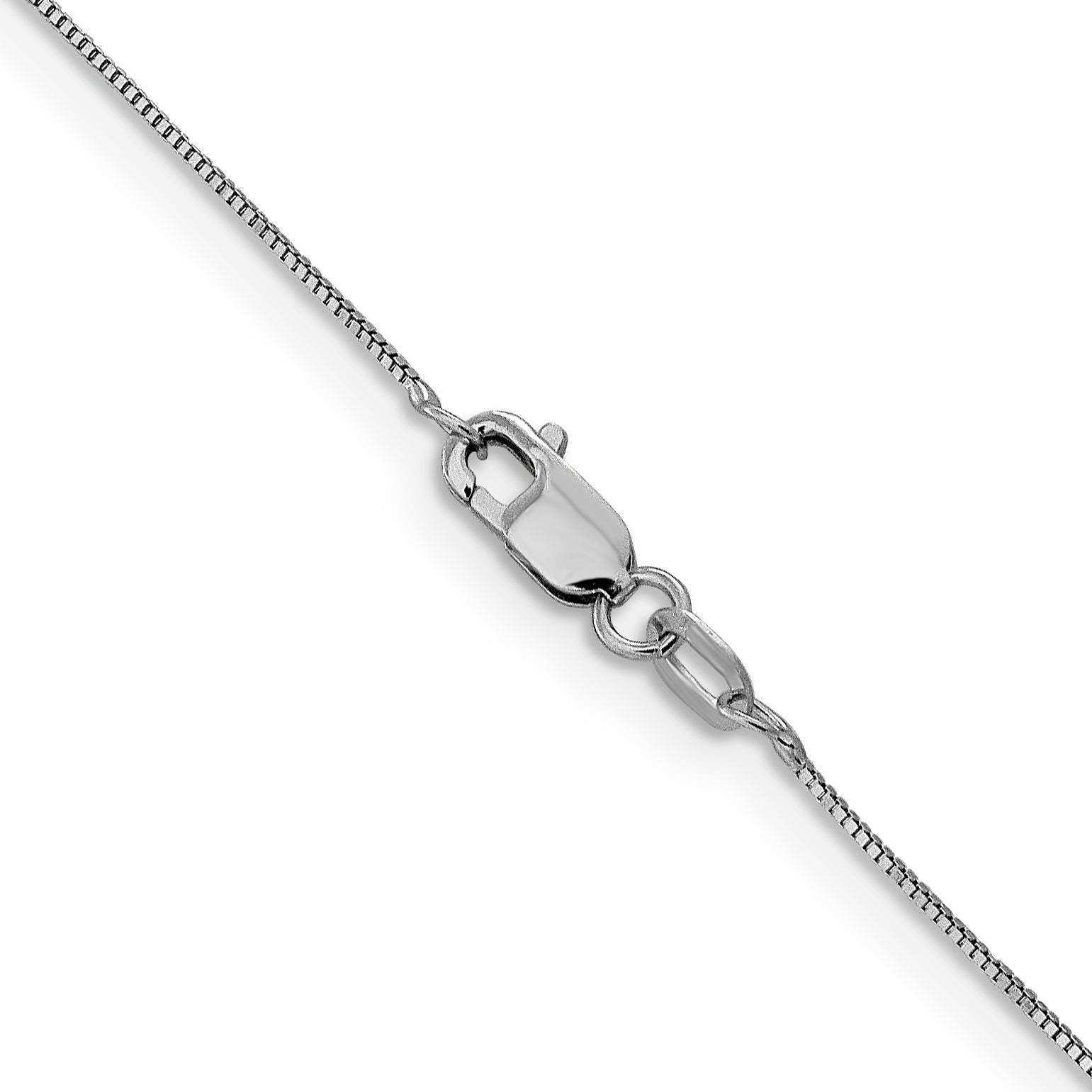 14K White Gold .5mm Baby Box with Lobster Clasp Chain