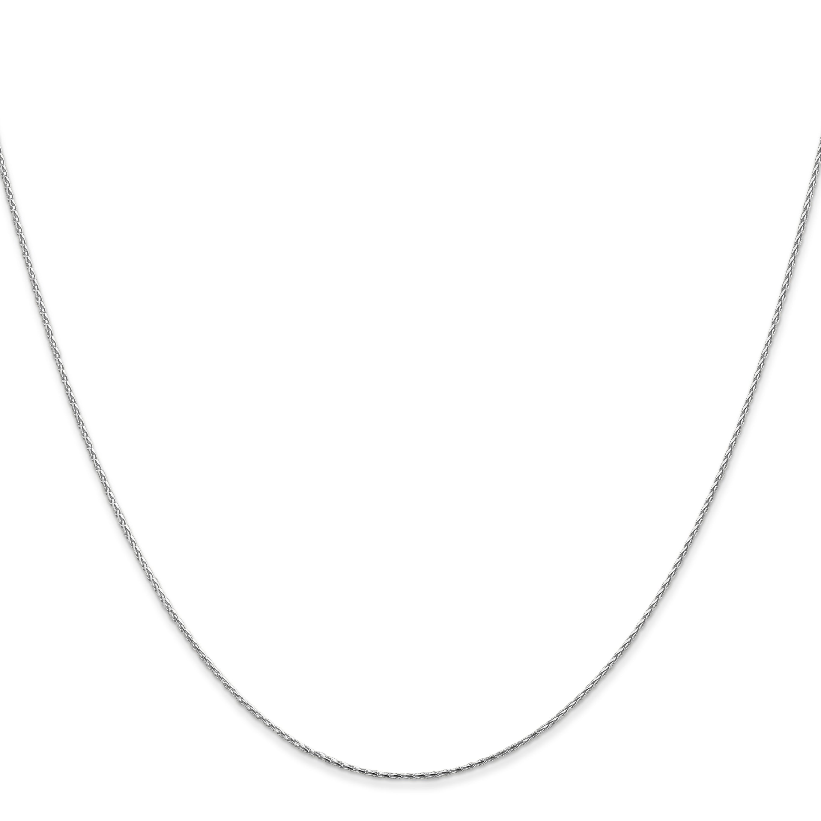 14K White Gold .8mm D/C Round Wheat Chain