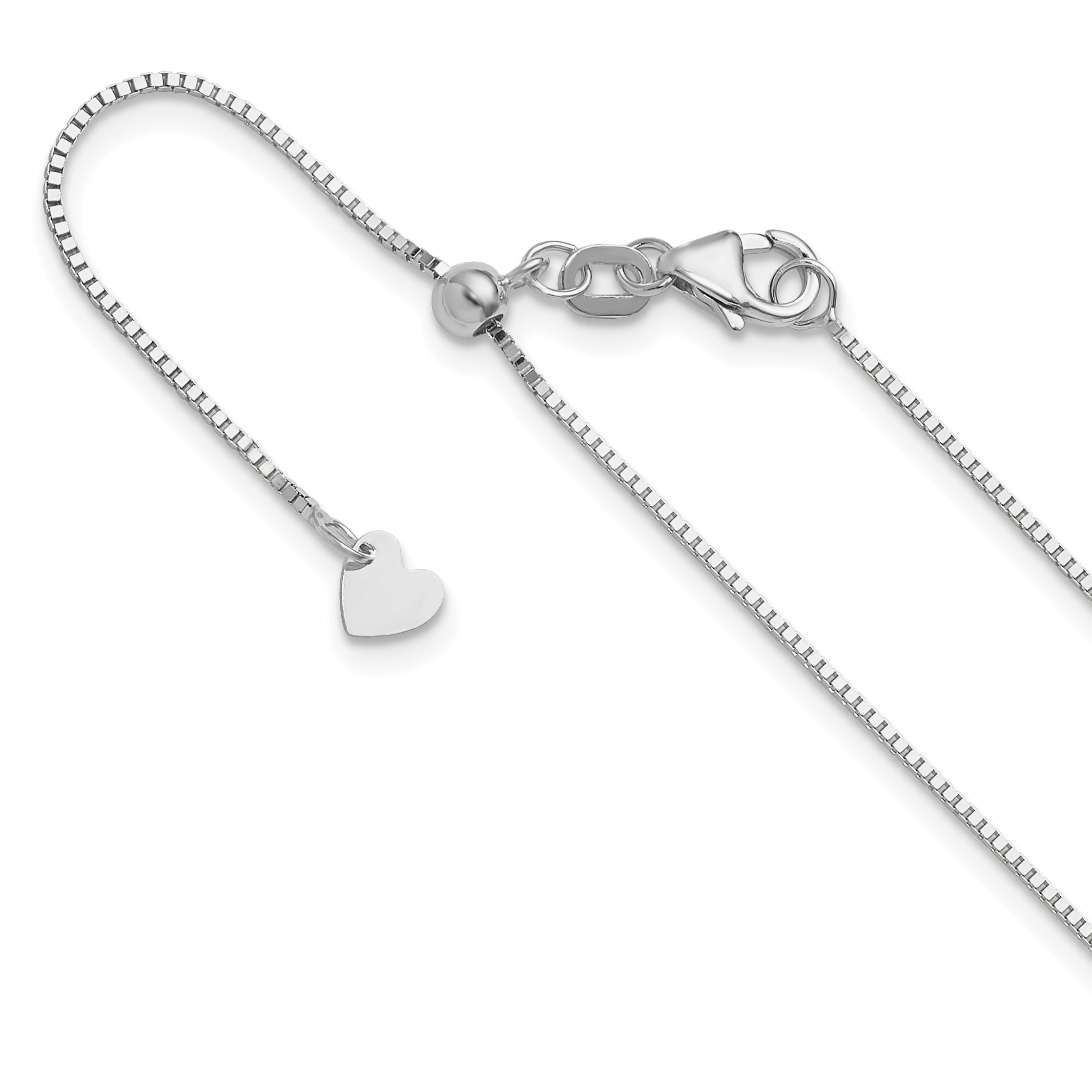 14K White Gold Adjustable .8mm Box Chain