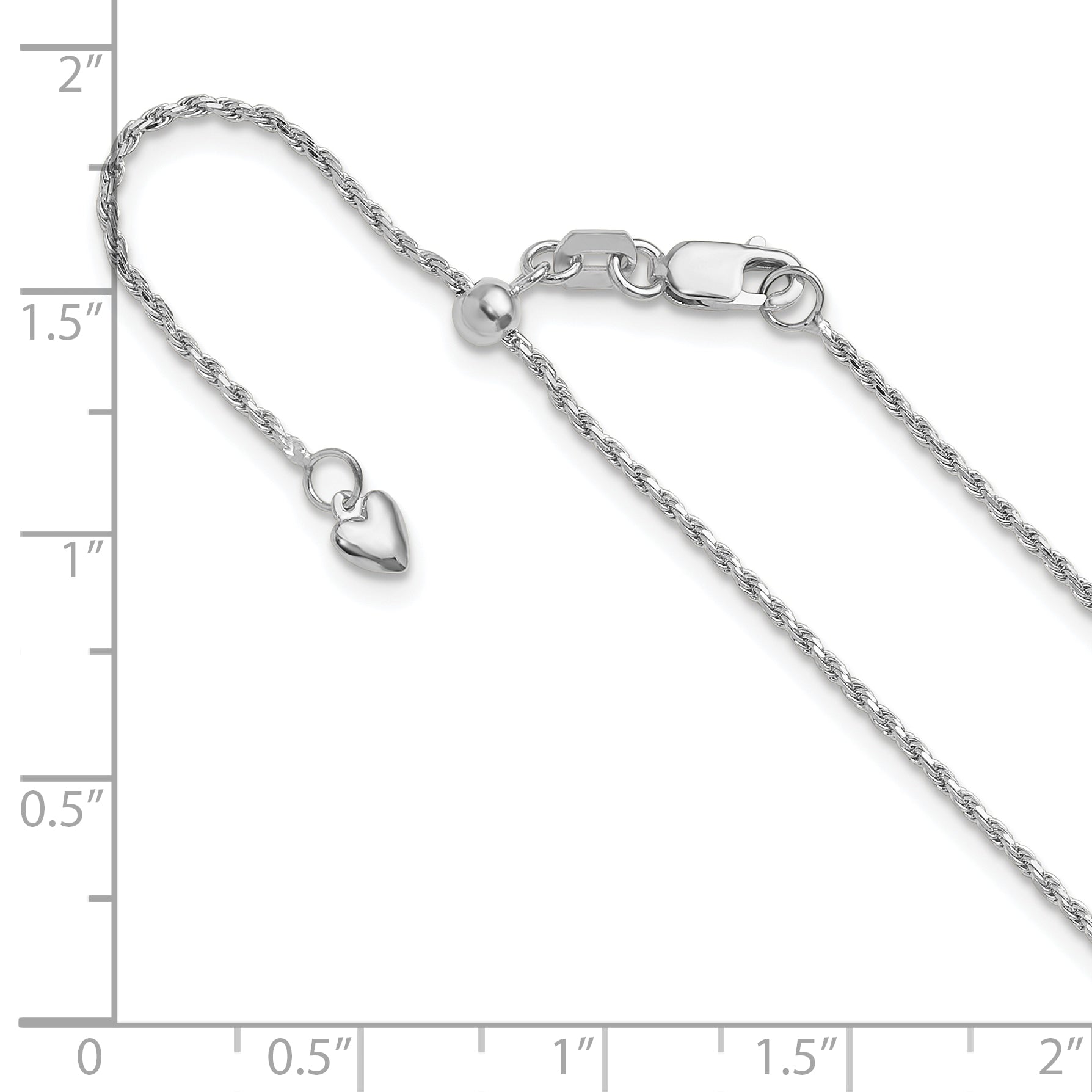 14K White Gold Adjustable 1.2mm D/C Rope Chain