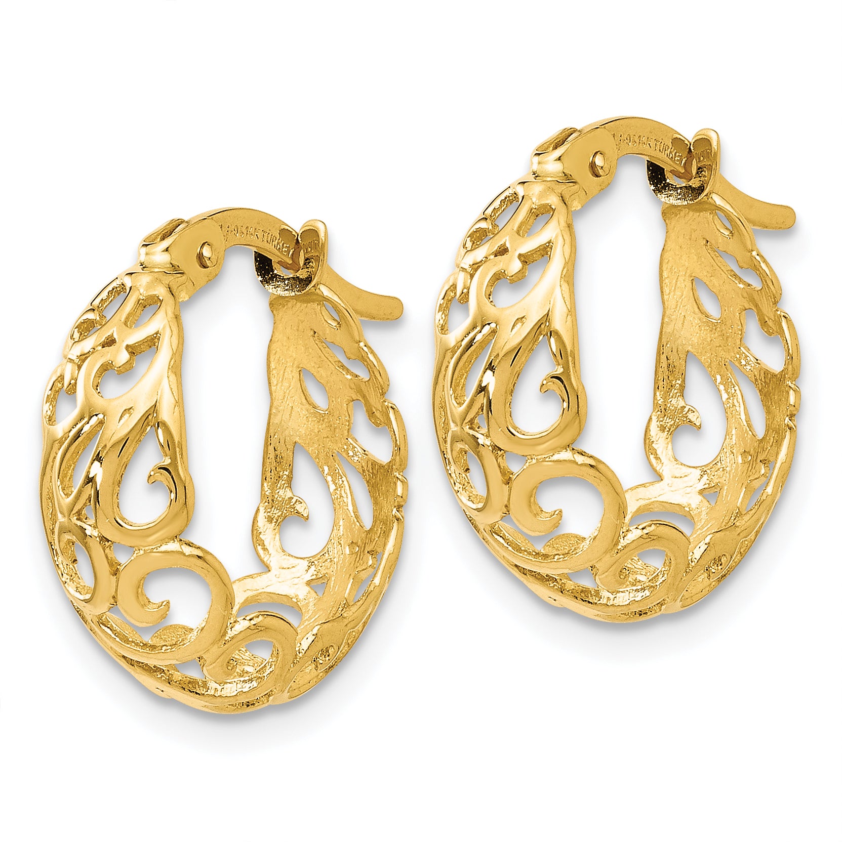 14K Polished Hinged Hoop Earrings