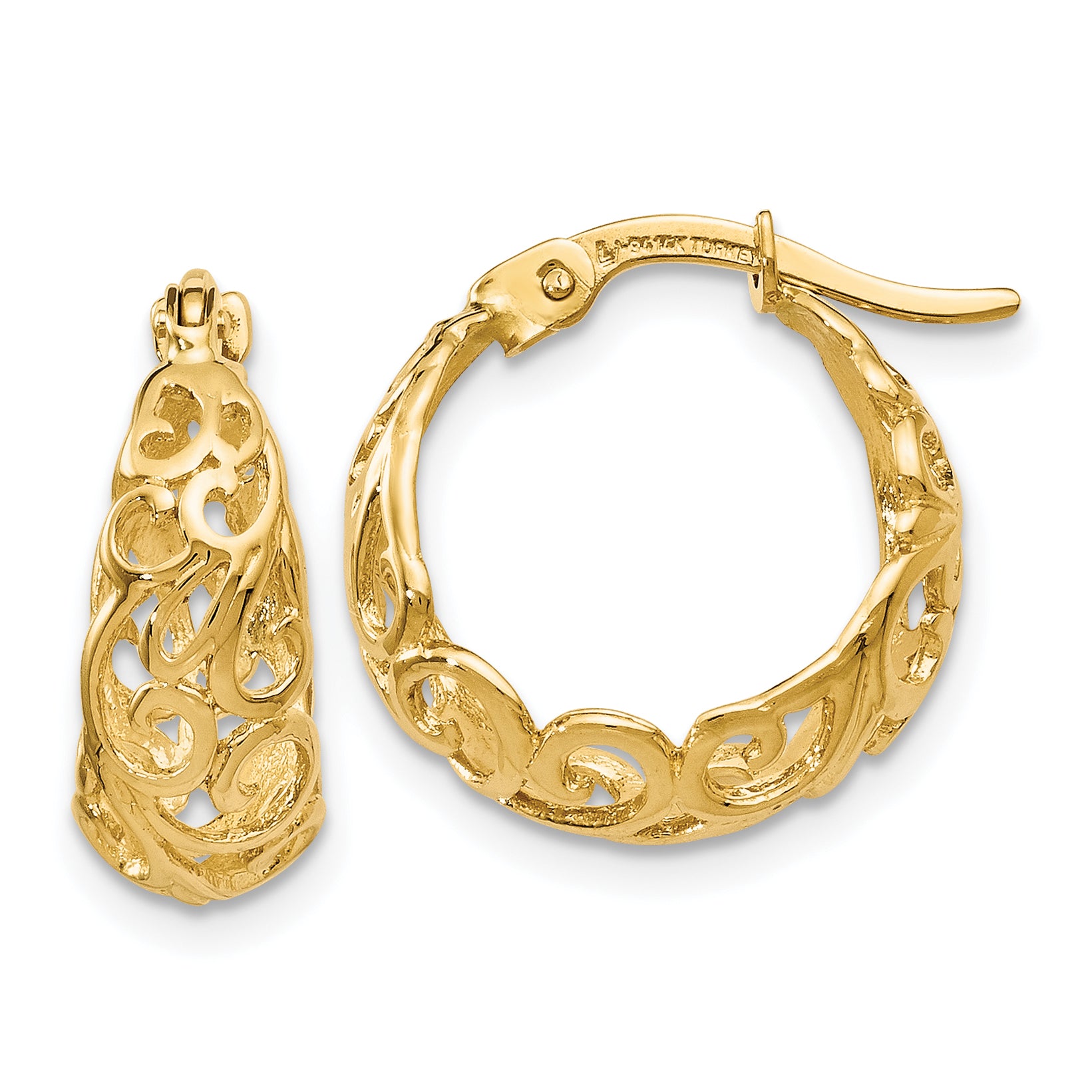 14K Polished Hinged Hoop Earrings