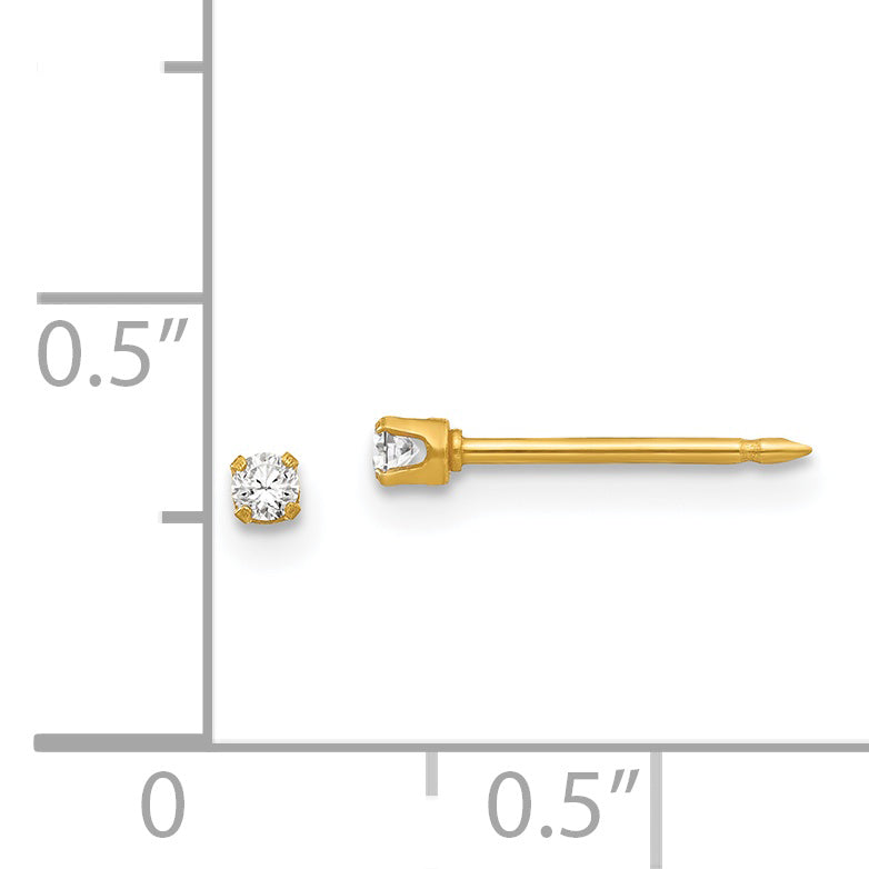 Inverness 24k Gold Plated 2mm CZ Stud Earrings  Elegant & Timeless Design