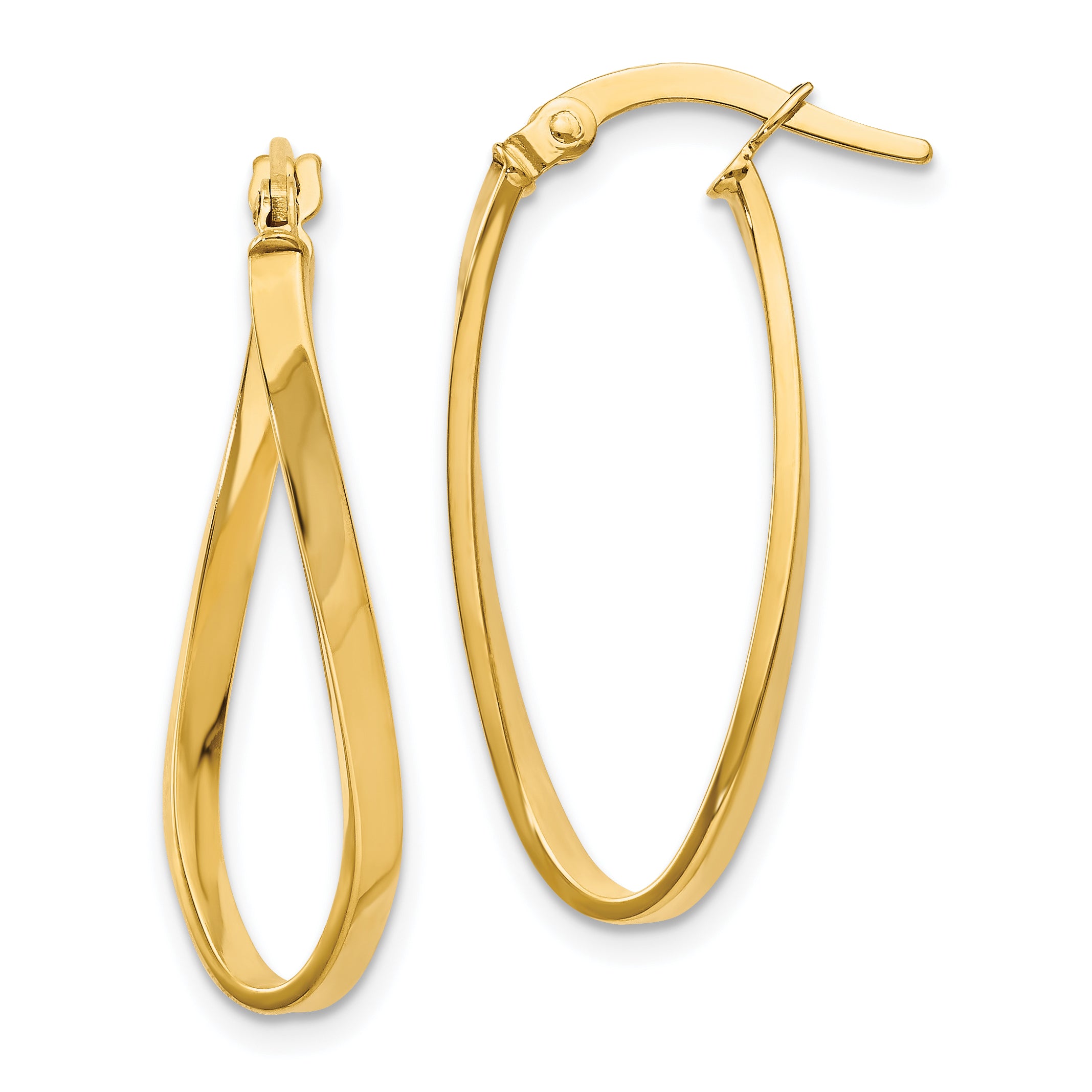 14K Polished Oval Hoop Earrings