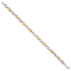 14K Two-tone Polished and Diamond-cut Fancy Link Bracelet