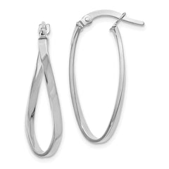 14K White Gold Polished Oval Hoop Earrings