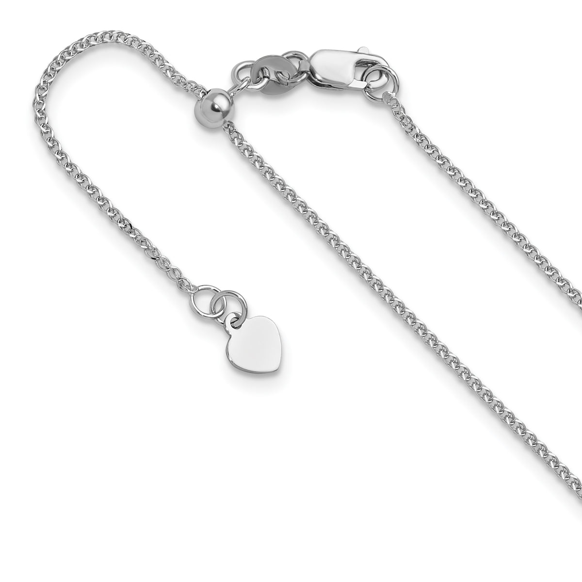 14K White Gold Adjustable 1.2 mm D/C Loose Rope Chain