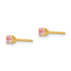 Inverness 24K Gold Plated Pink CZ Stud Earrings for Women 3mm Round