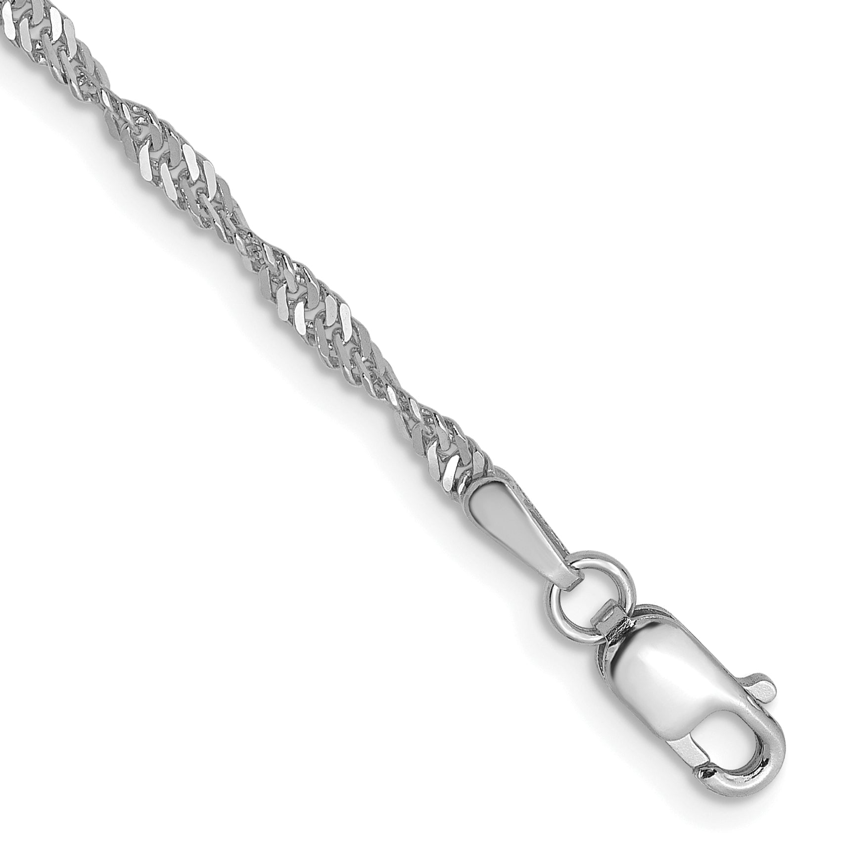 14K White Gold 1.9mm Singapore Chain Anklet