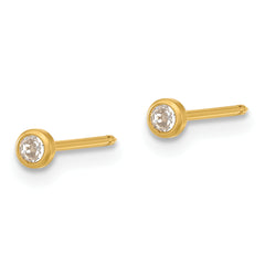 Inverness Stainless Steel 24K GP Crystal Bezel Post Earrings