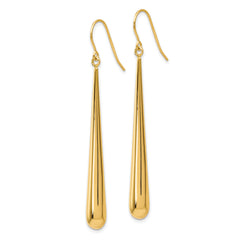 14K Gold Polished Shepherd Hook Earrings with Elegant Drop Design