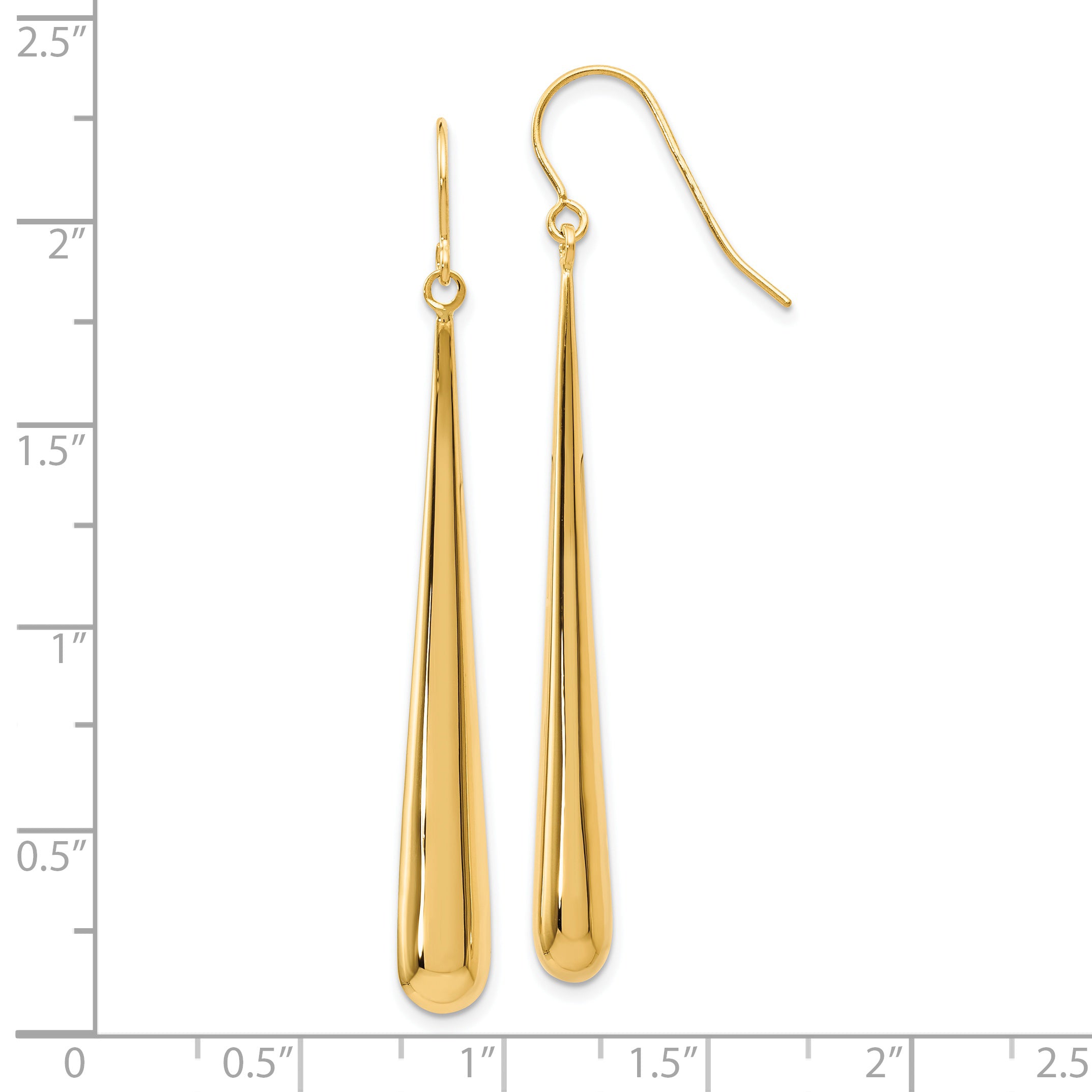 14K Gold Polished Shepherd Hook Earrings with Elegant Drop Design