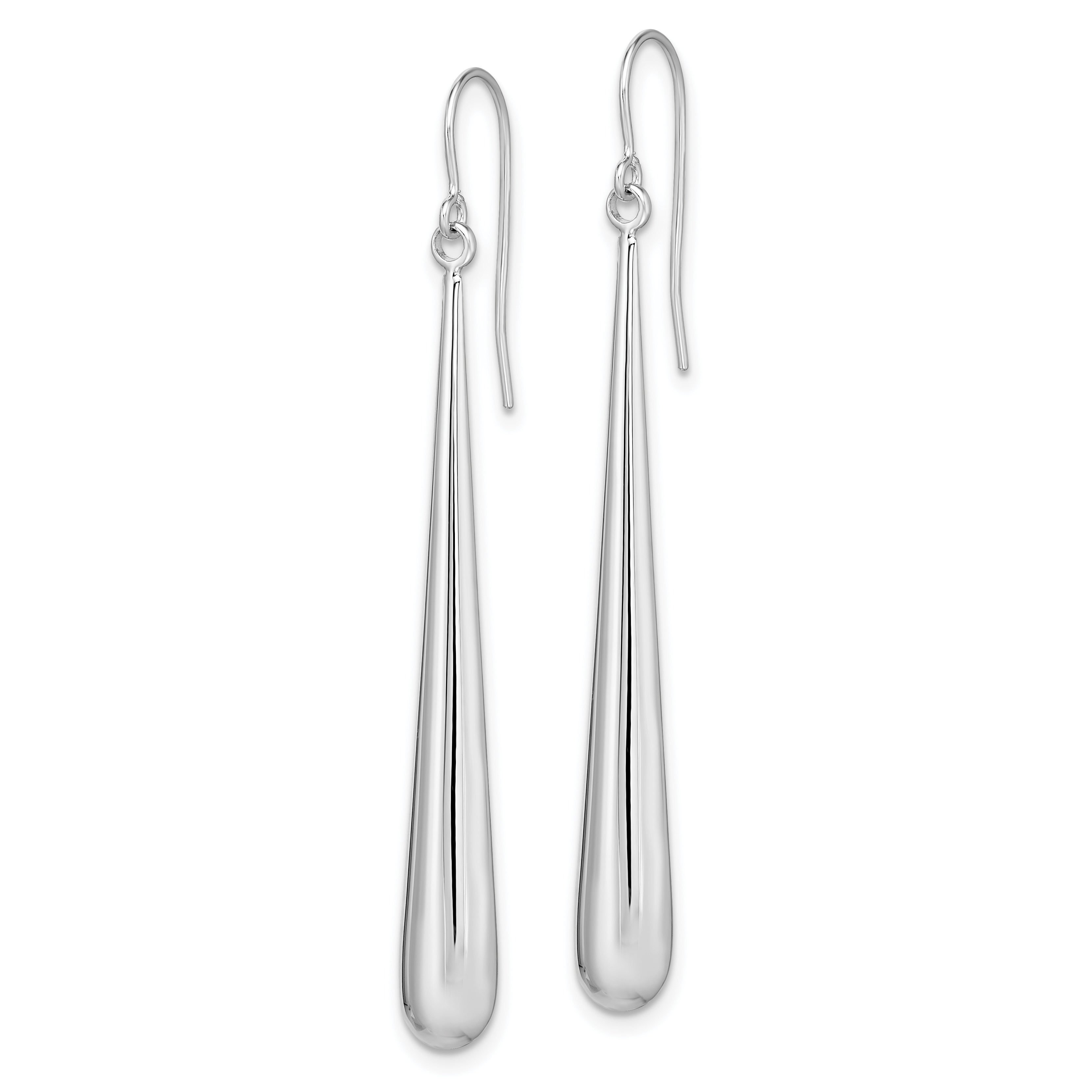 14K White Gold Polished Drop Earrings with Rhodium Finish