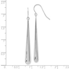 14K White Gold Polished Drop Earrings with Rhodium Finish