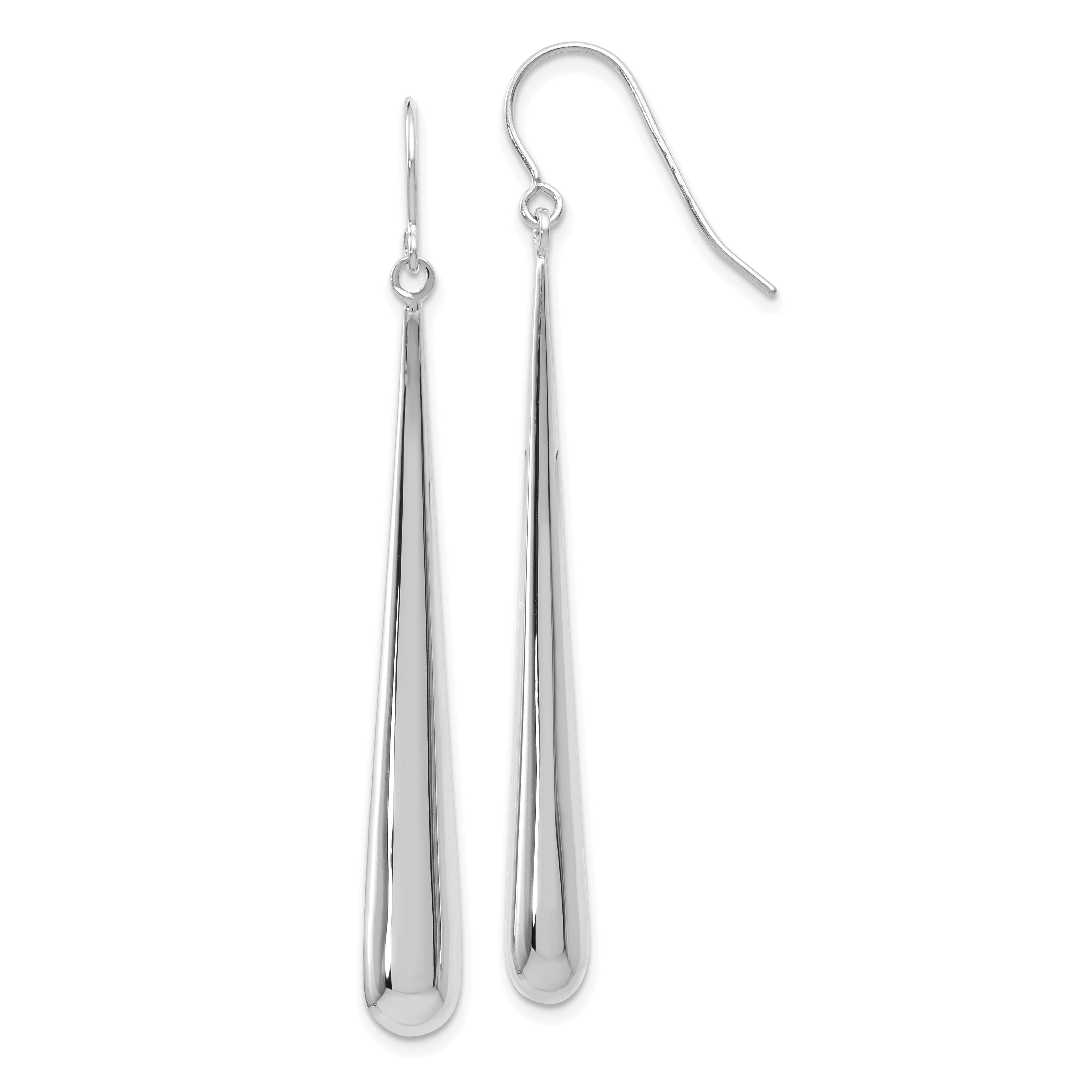 14K White Gold Polished Shepherd Hook Earrings