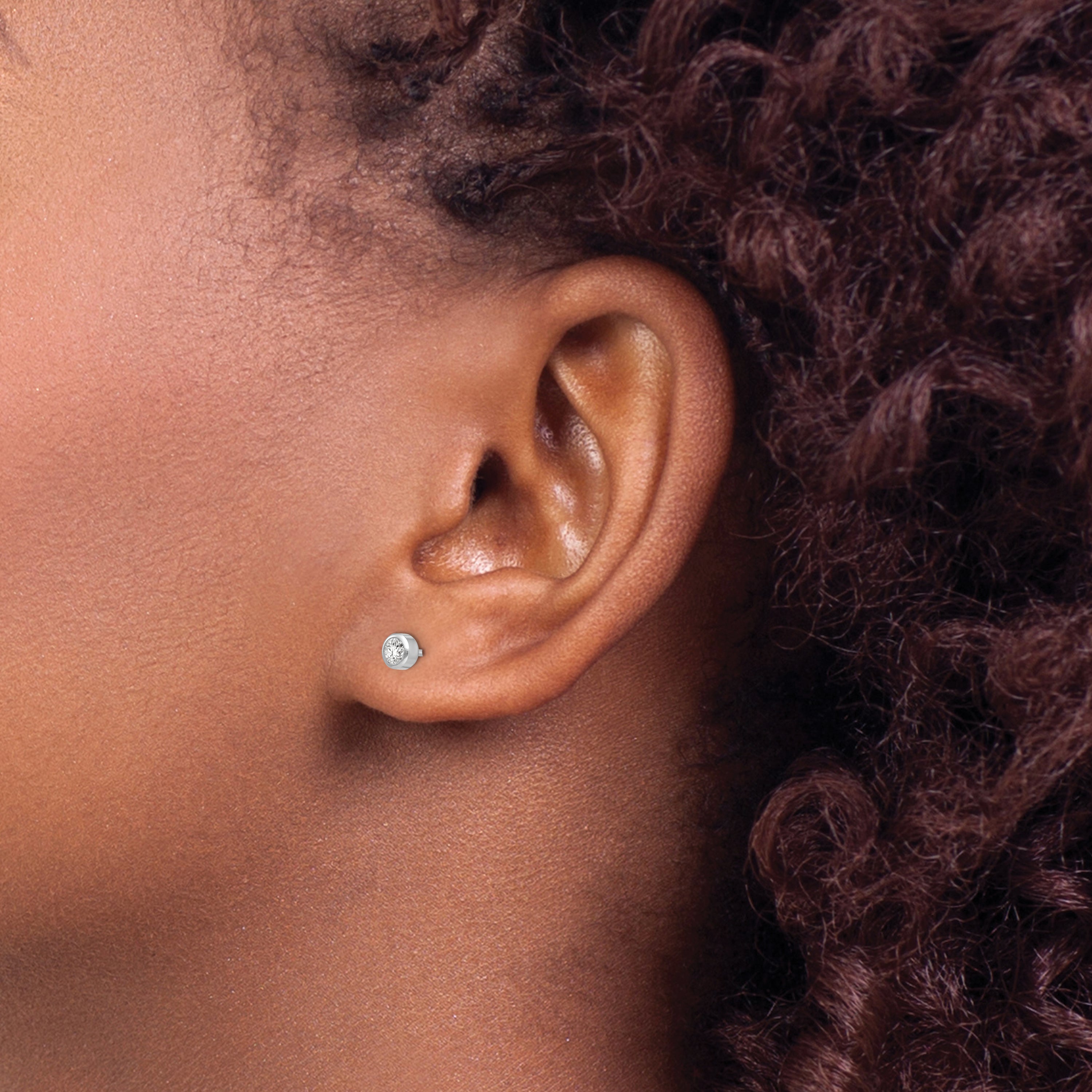 Inverness 14k White Gold 4mm April Crystal Bezel Earrings