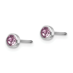 Inverness 14k White Gold 4mm June Crystal Bezel Earrings