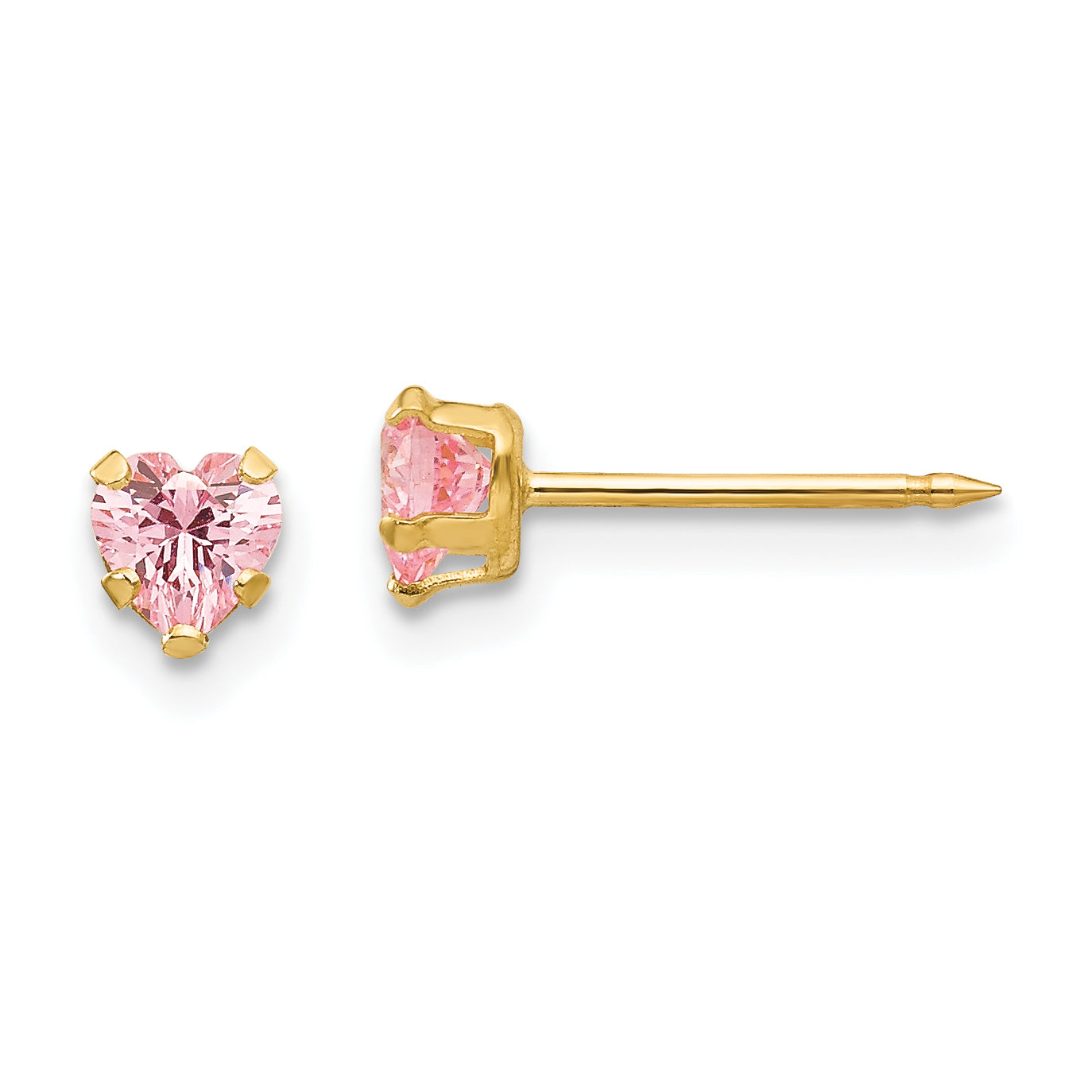 Inverness 14k 4mm Pink Heart CZ Earrings