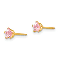 Inverness 14k 4mm Pink Star CZ Earrings