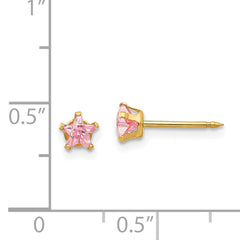 Inverness 14k 4mm Pink Star CZ Earrings