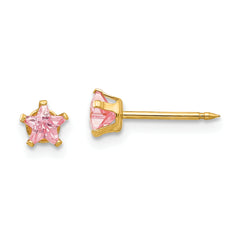 Inverness 14k 4mm Pink Star CZ Earrings