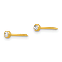 14K Gold 3mm Bezel Crystal Stud Earrings for Women Elegant & Timeless