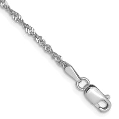 14K White Gold 1.6mm Singapore Chain Anklet