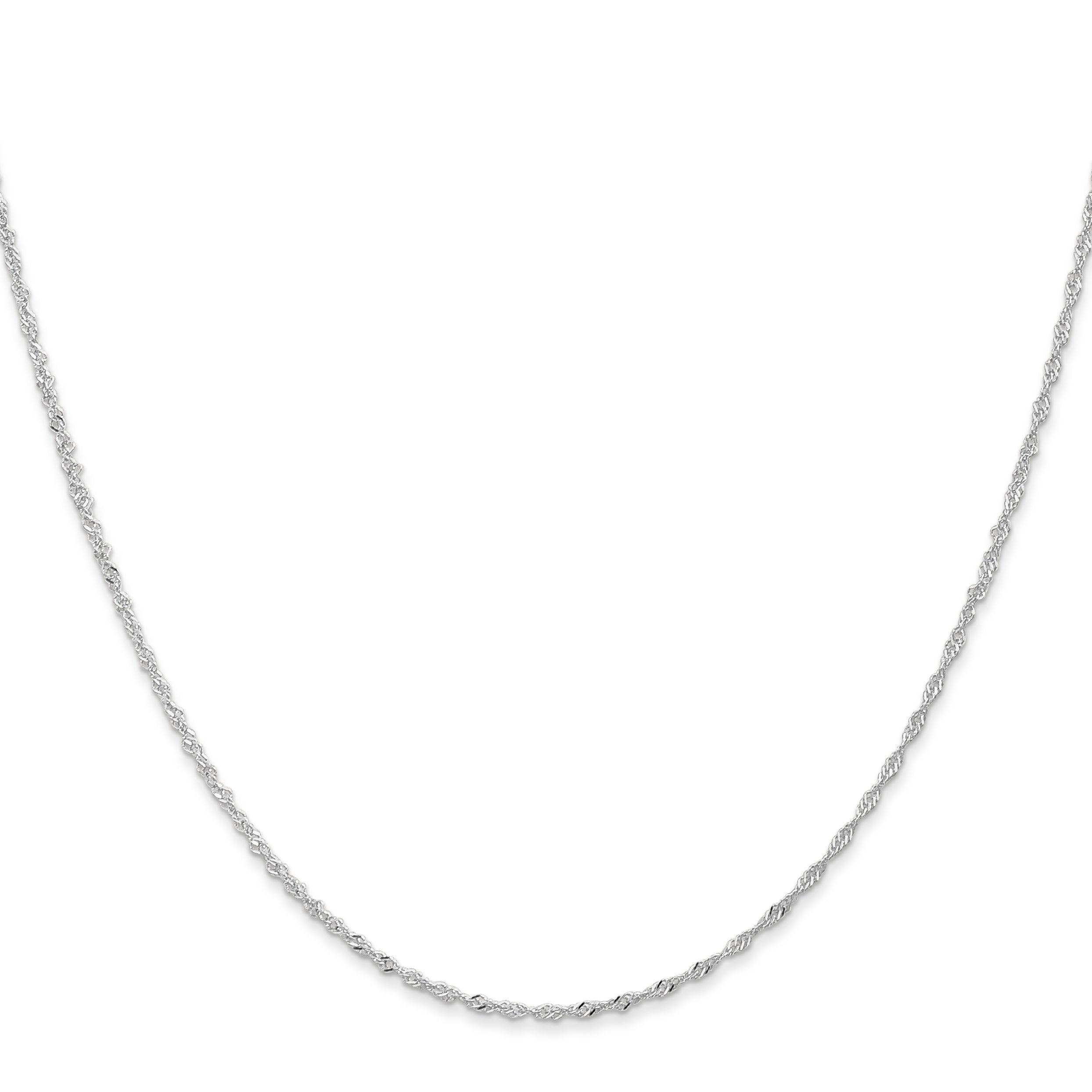 10K White Gold Singapore Chain Necklace with Polished Rhodium Finish Unisex