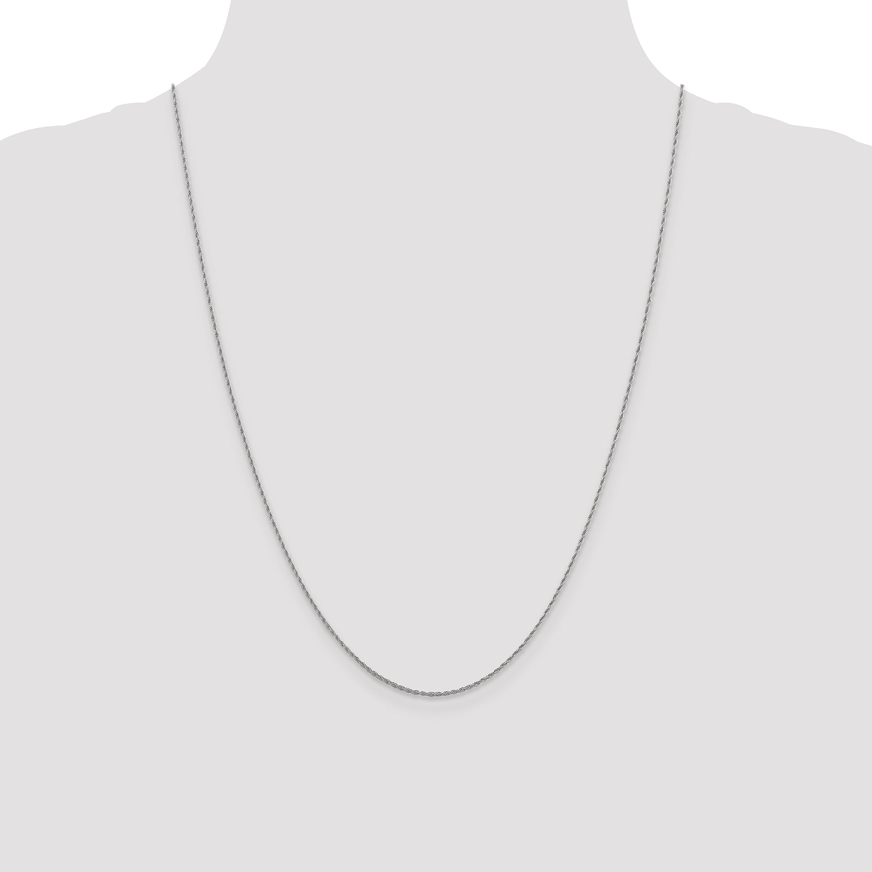 14K White Gold 1.3mm Loose Rope Chain