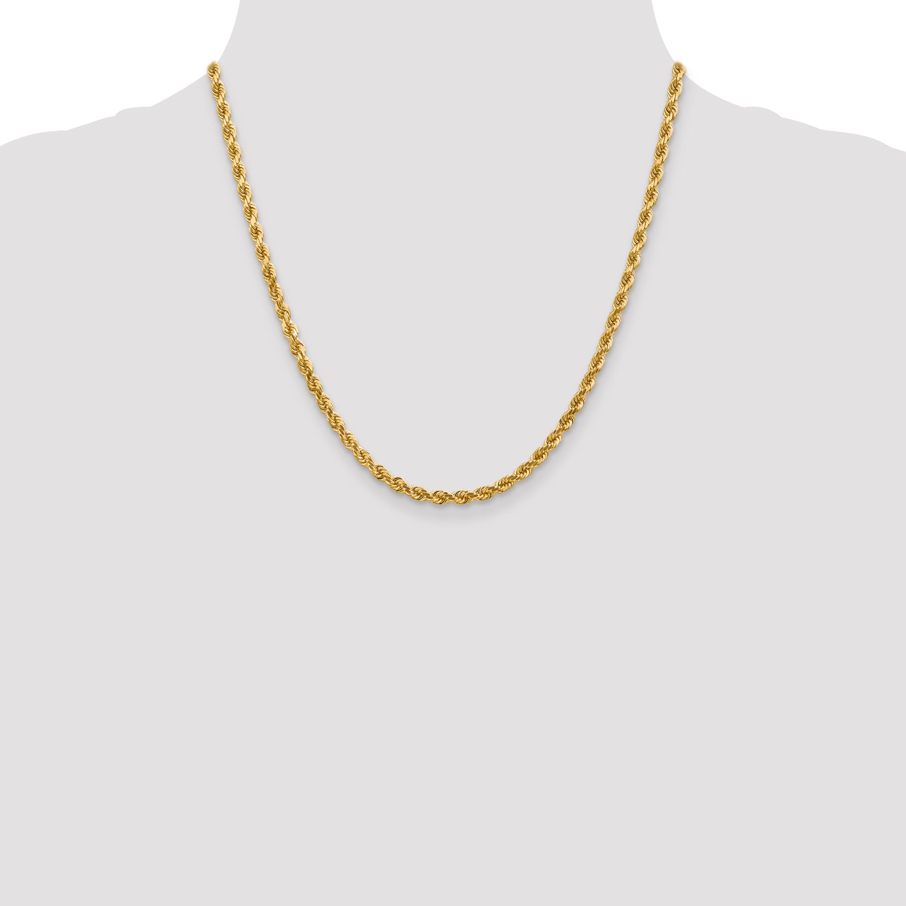 10K 4mm Diamond-Cut Rope Chain