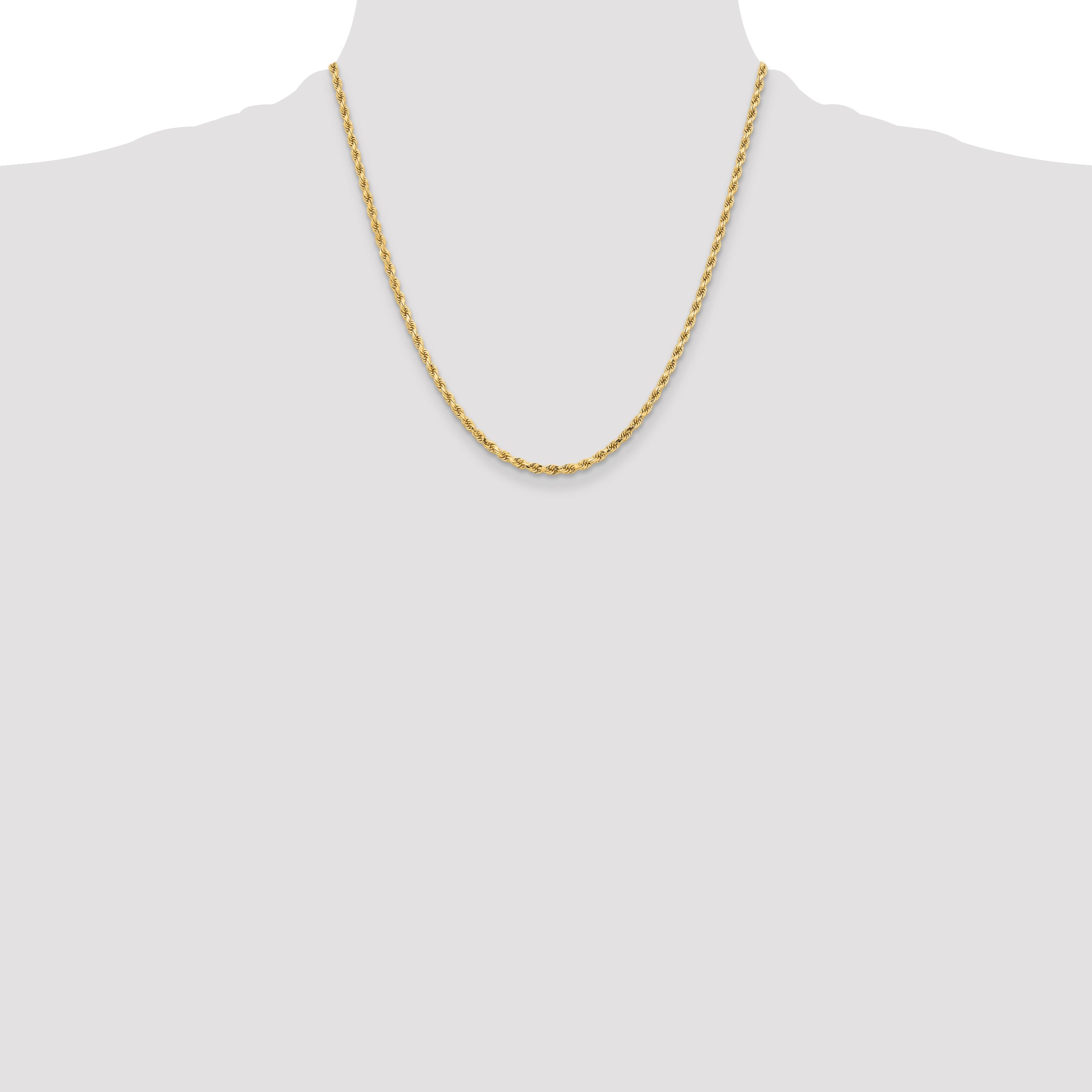 10K 3.25mm Diamond-Cut Rope Chain