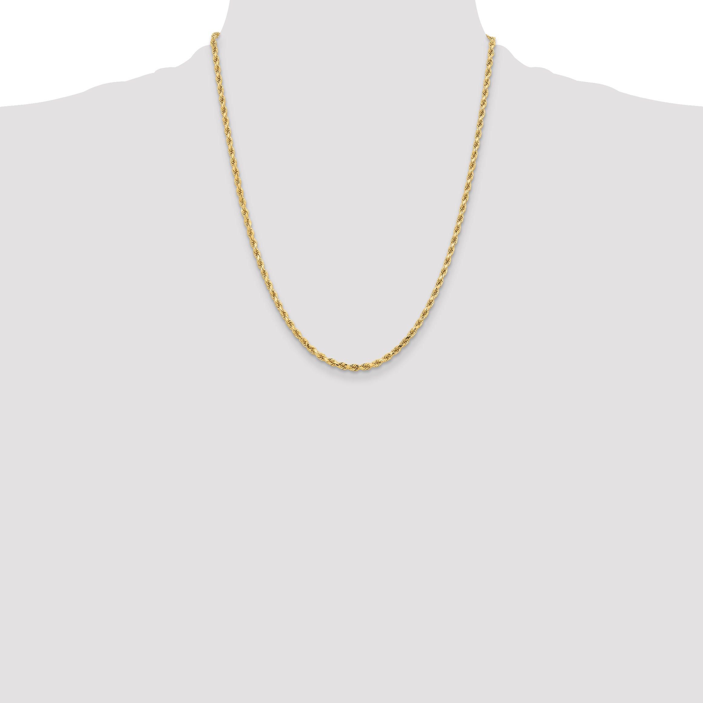 10K 3.25mm Diamond-Cut Rope Chain