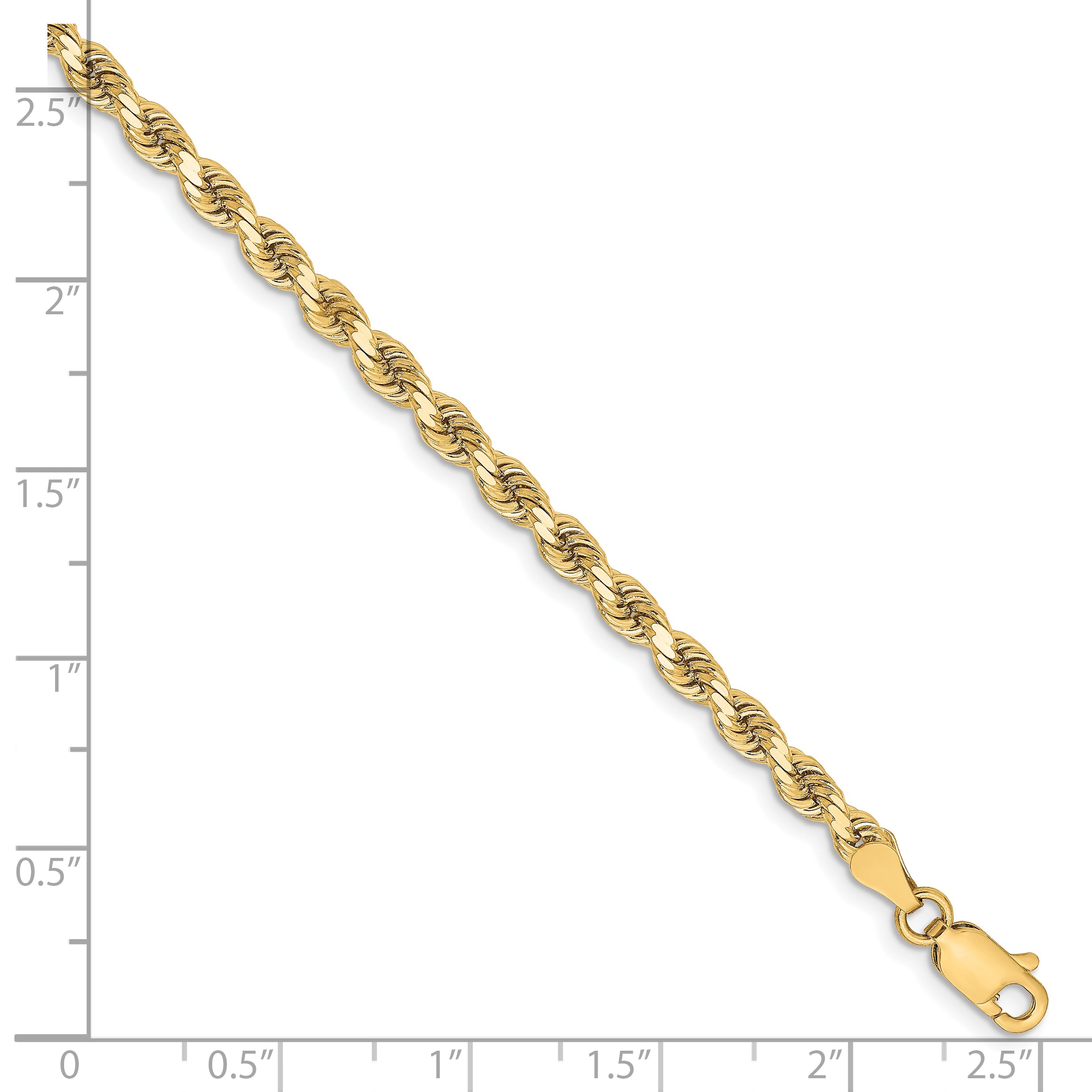 10K 3.25mm Diamond-Cut Rope Chain