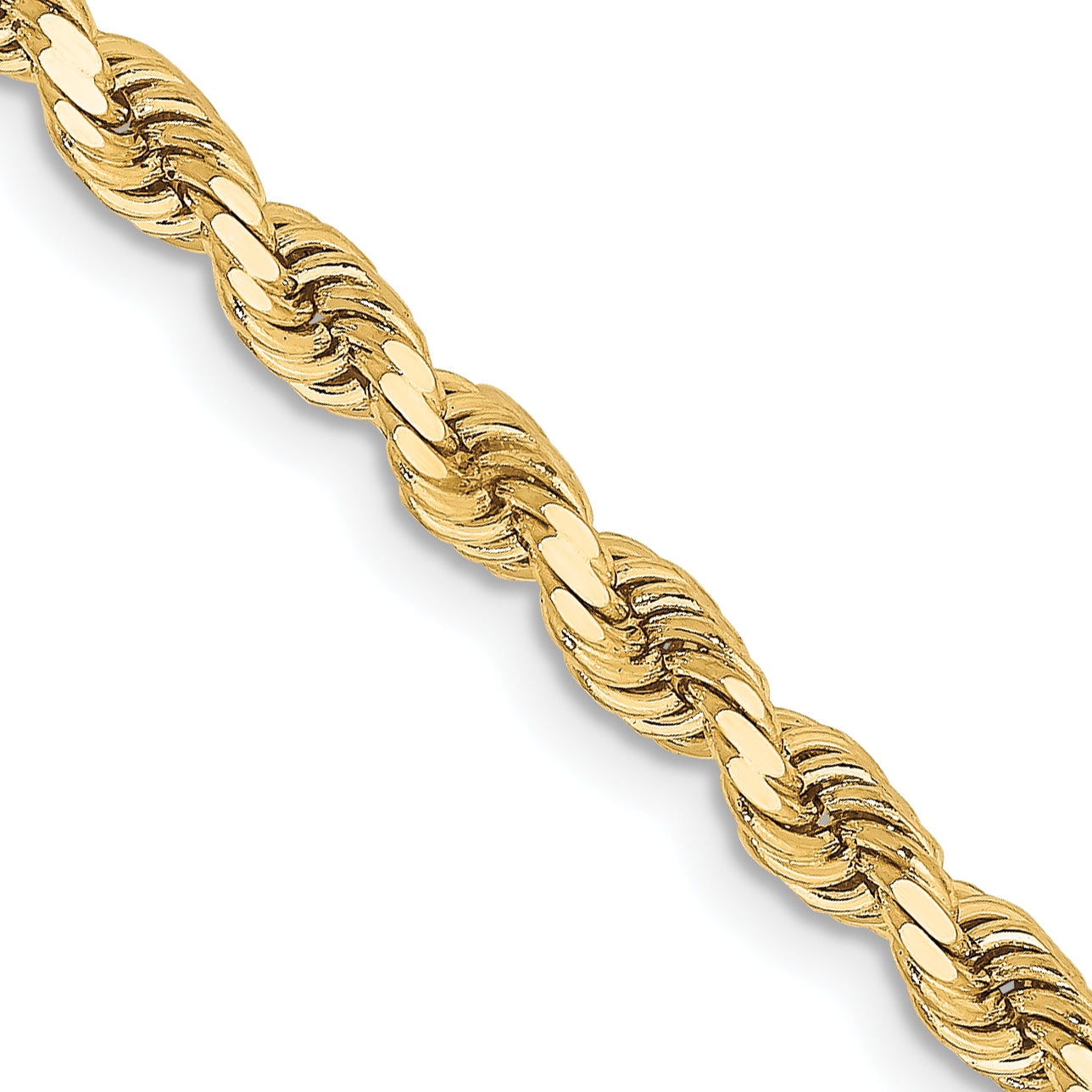 10K 3.25mm Diamond-Cut Rope Chain