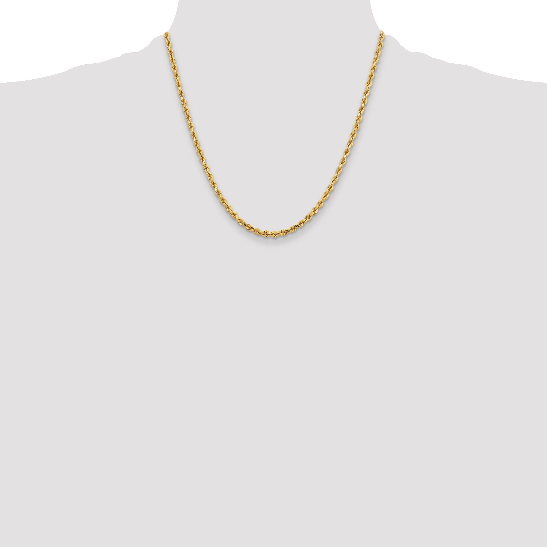 10K 3.75mm Diamond-Cut Rope Chain