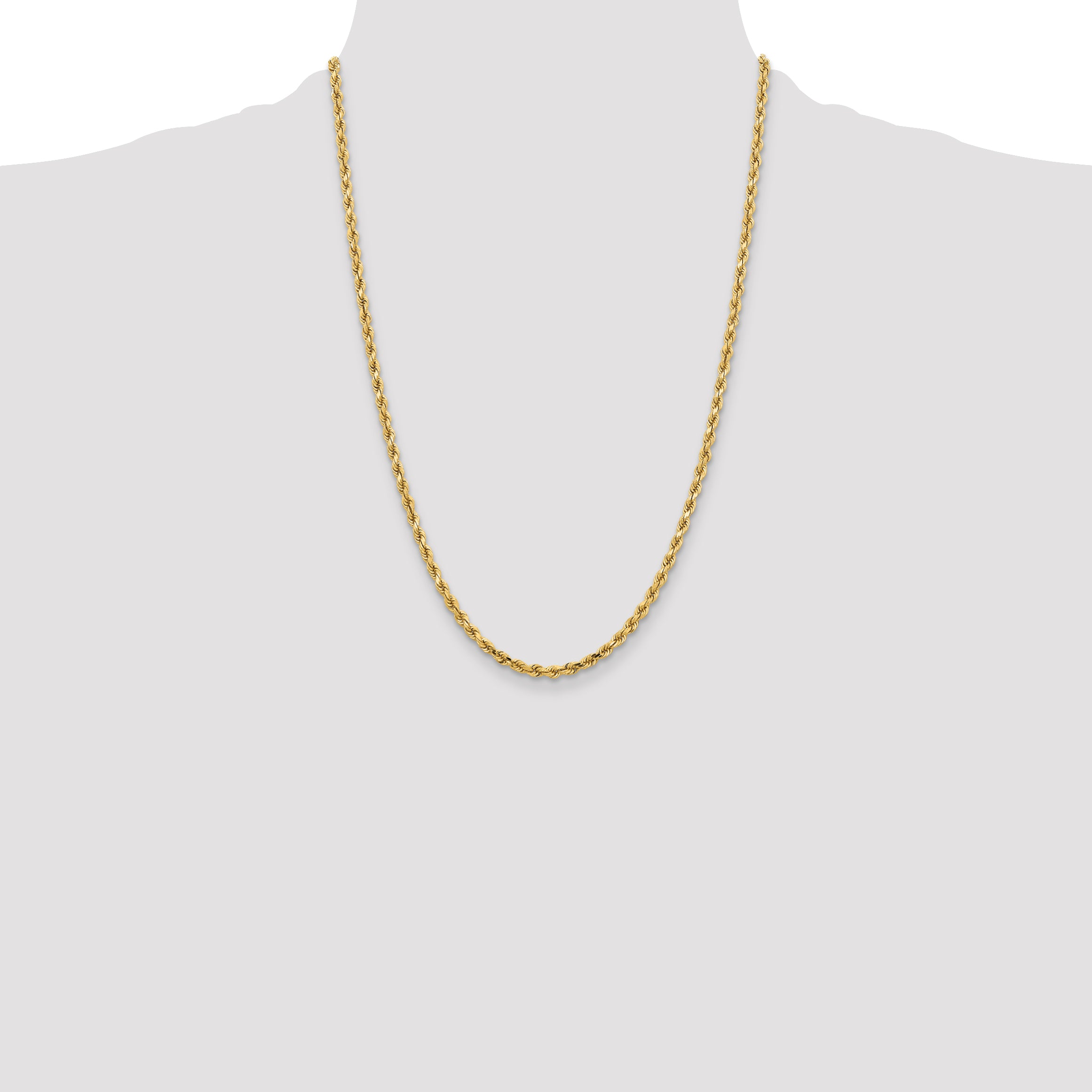 10K 3.75mm Diamond-Cut Rope Chain