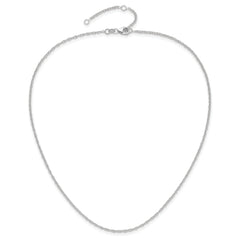 10k White Gold 1.5mm Loose Rope 1in+1in Adjustable Chain