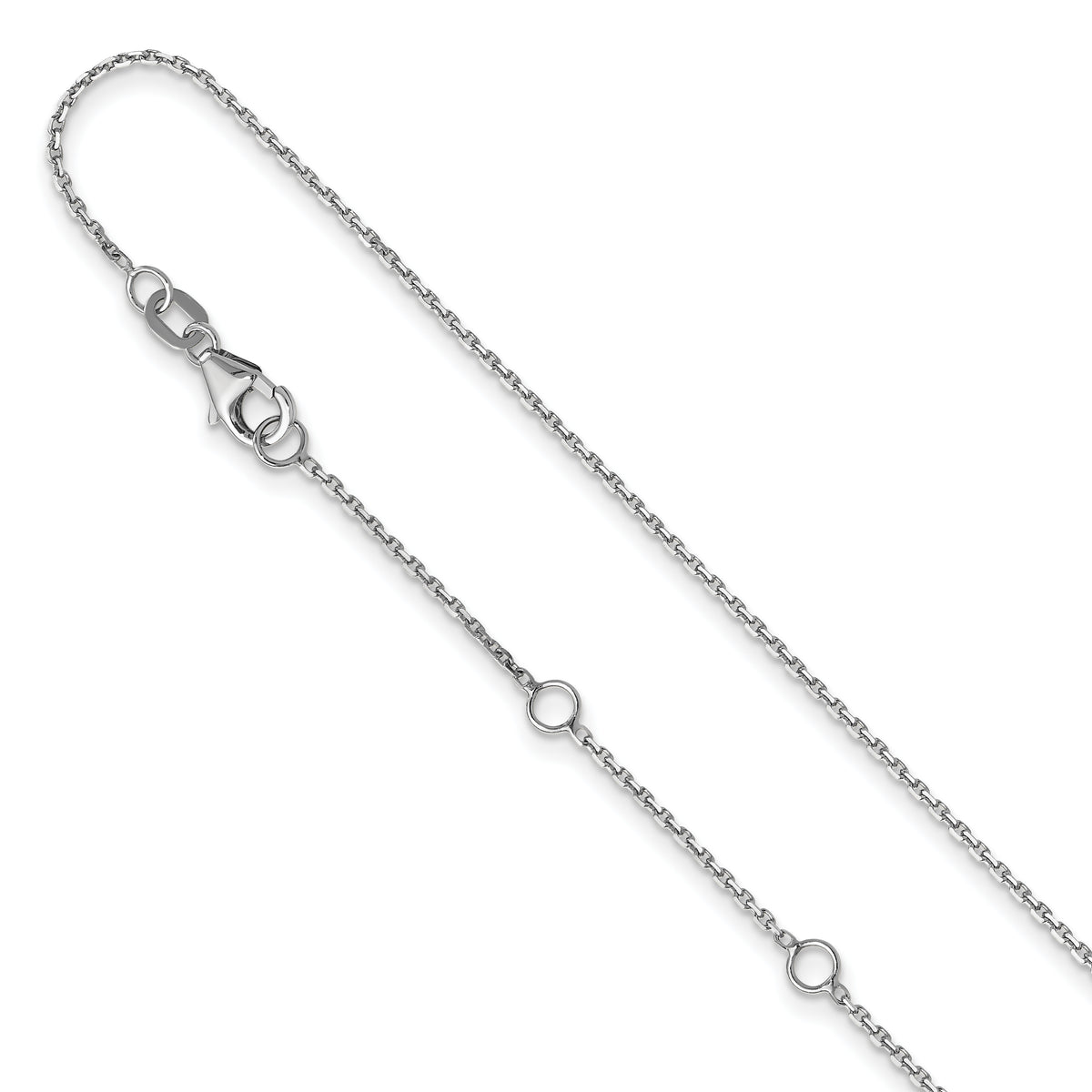 10k White Gold 1.05mm D/C Rolo 2in+2in Adjustable Chain