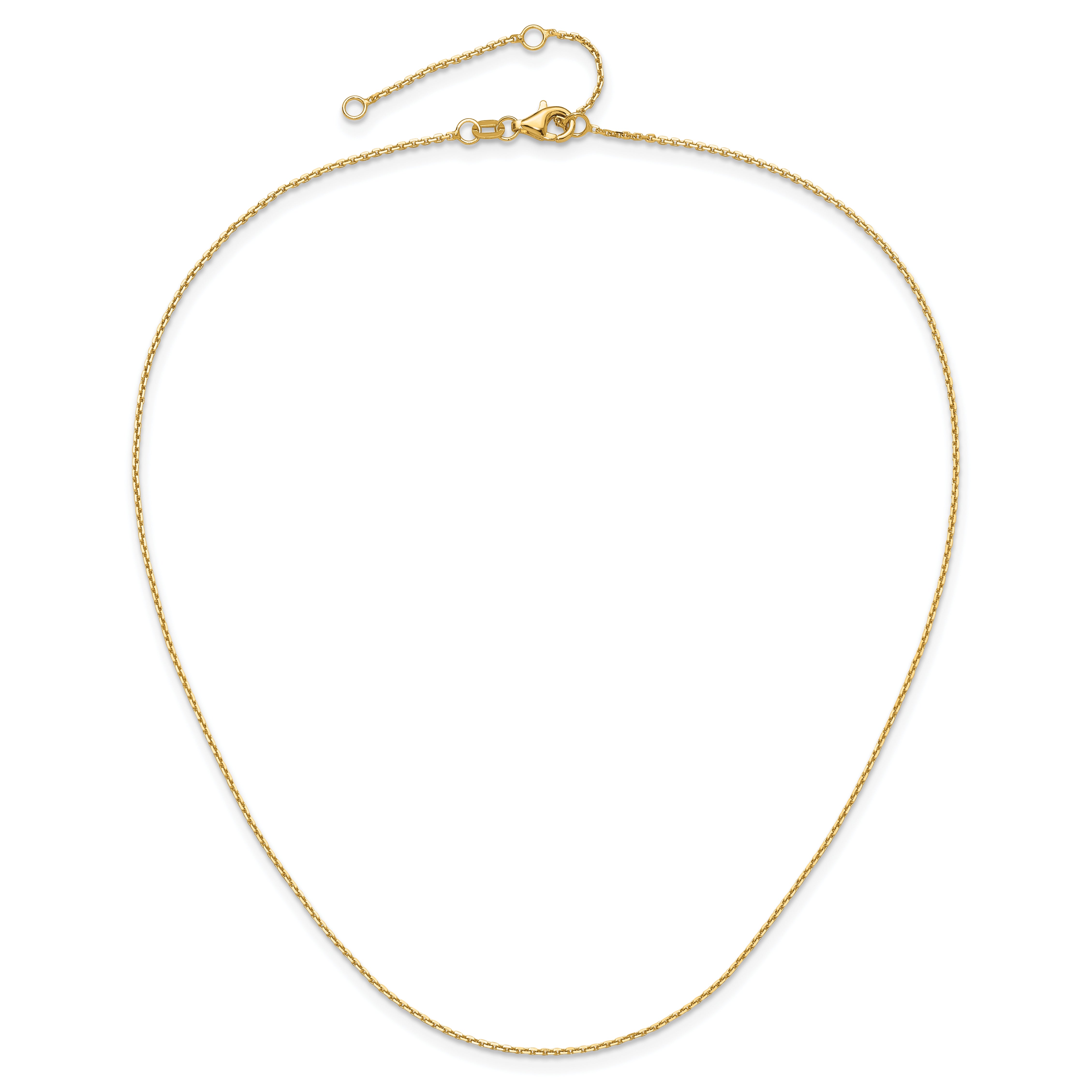 10k Yellow Gold 1.05mm D/C Cable 1in+1in Adjustable Chain