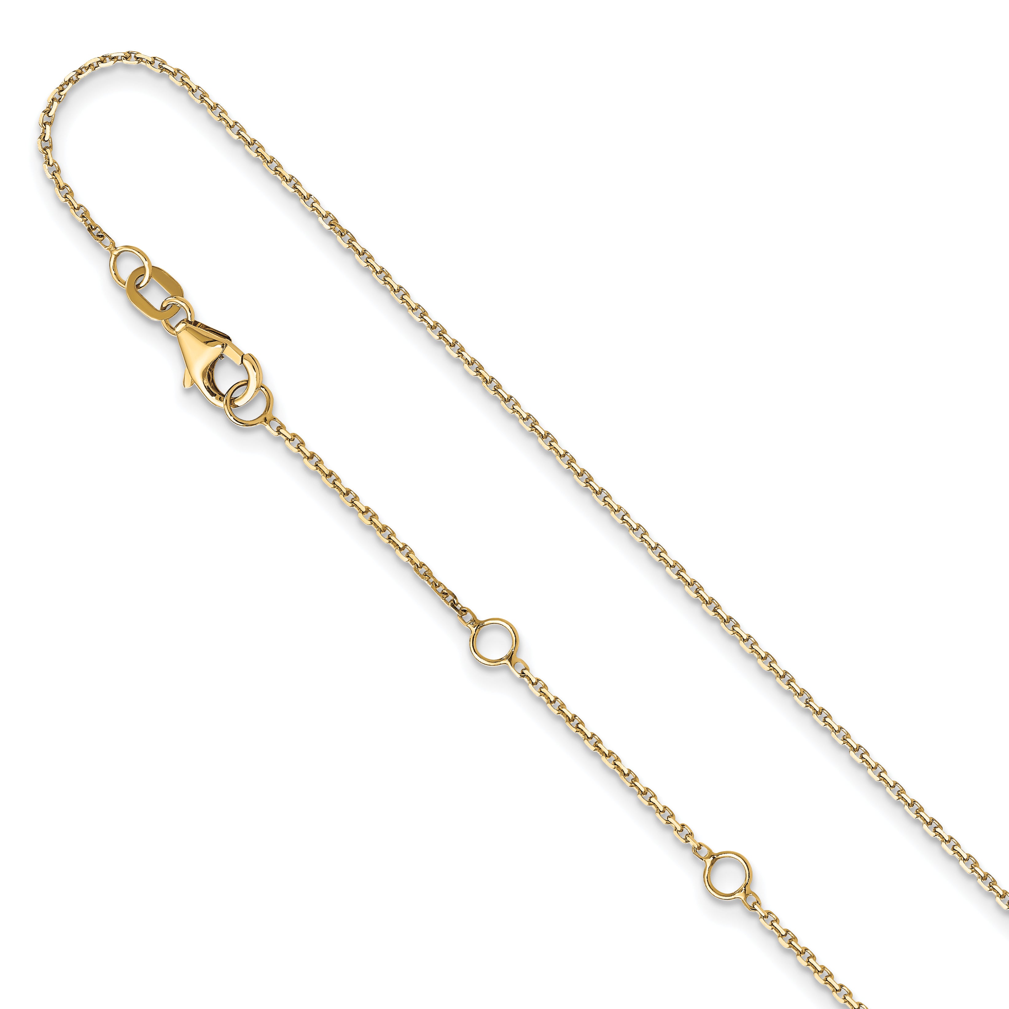 10k Yellow Gold 1.05mm D/C Cable 2in+2in Adjustable Chain