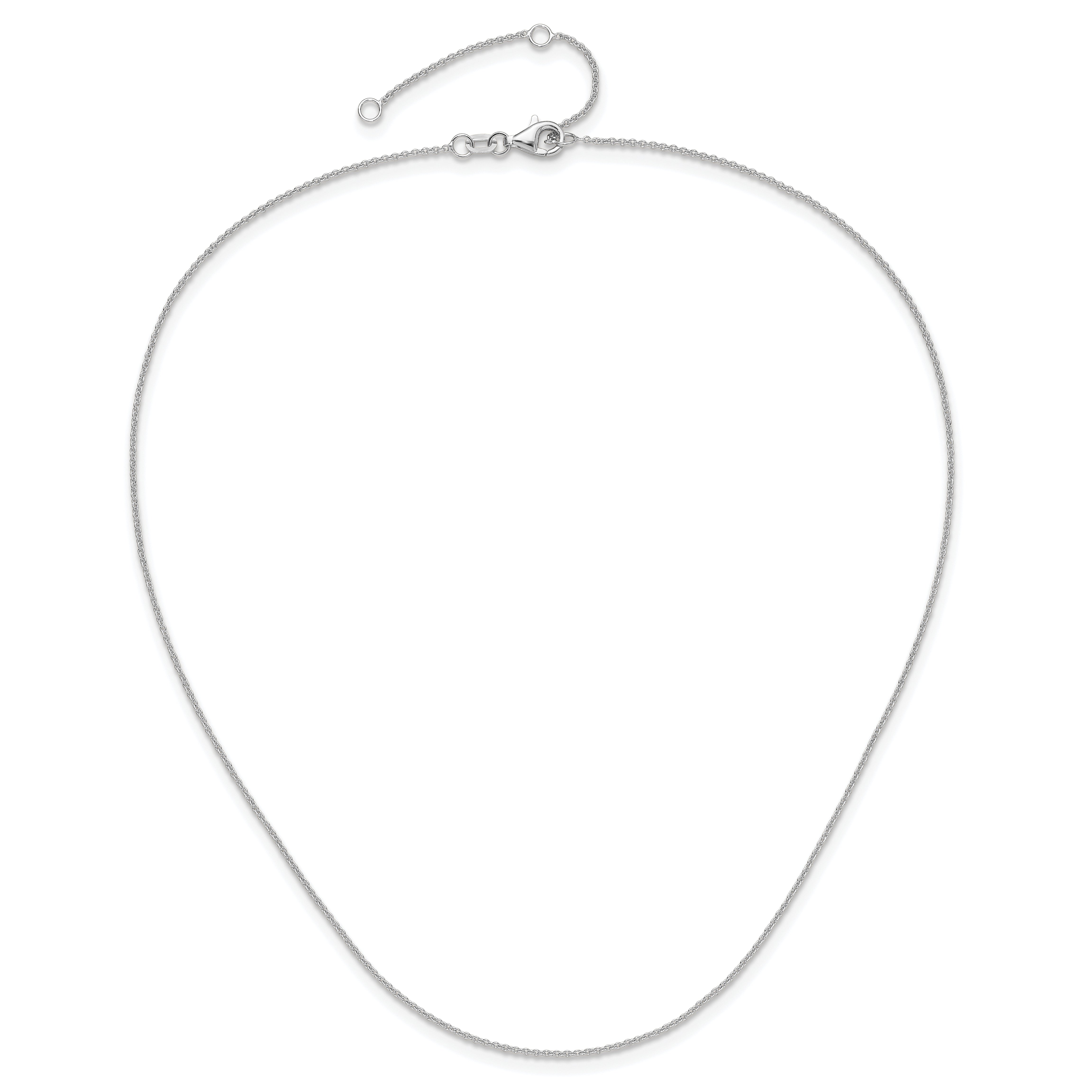 10k White Gold 1.1mm Round Cable 1in+1in Adjustable Chain