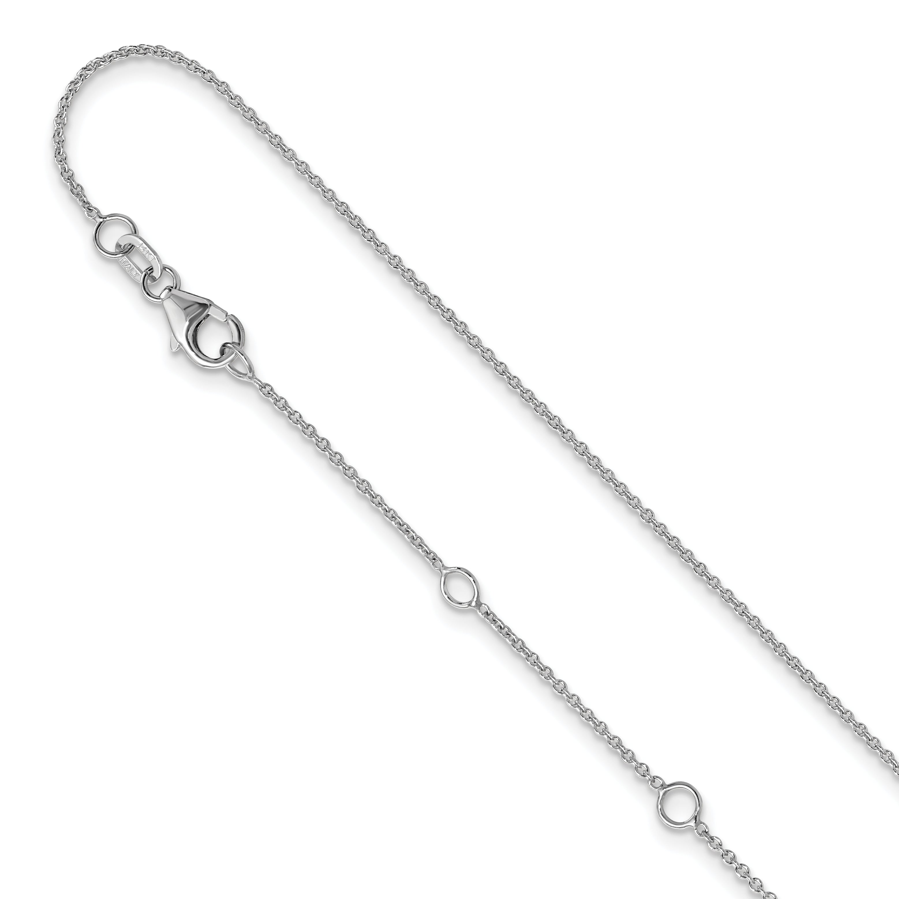 10k White Gold 1.1mm Round Cable 2in+2in Adjustable Chain